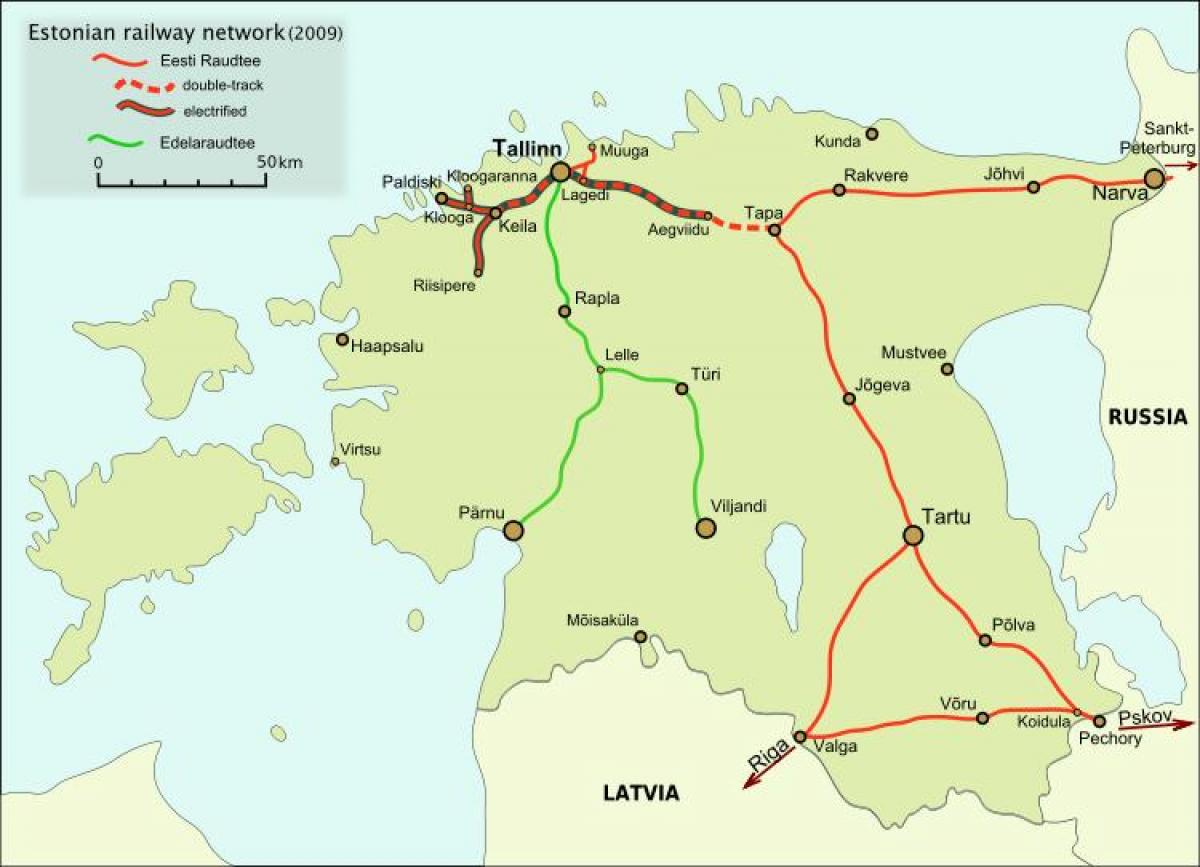 Karte der Estnischen Bahn